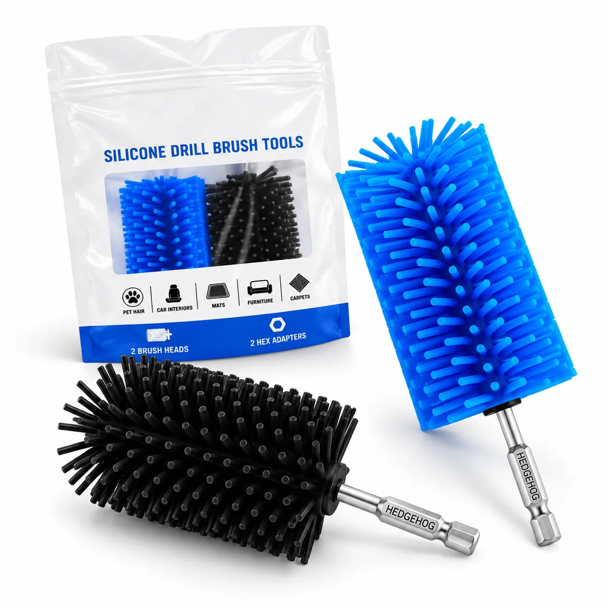 Pet Hair Removal Brush Set Drill-Powered Silicone Bristles