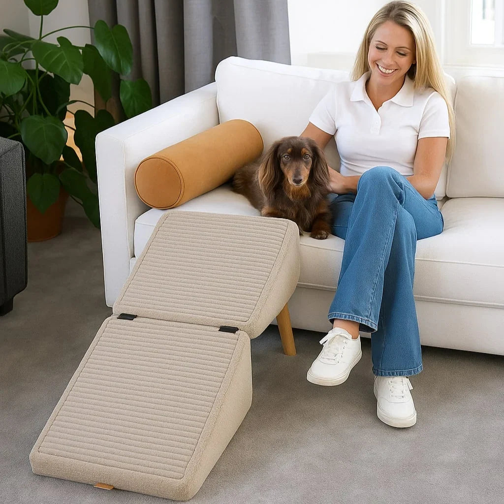 Pet Stairs Ottoman Carpeted Non-Slip Steps with Storage