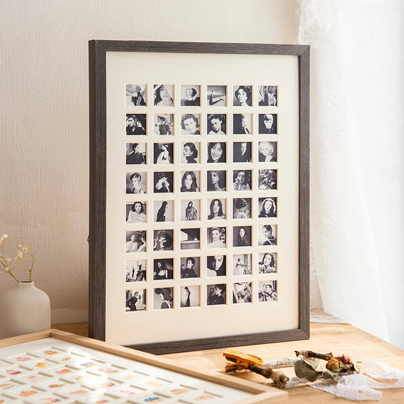 Photo Collage Frame Multi-Compartment Wall-Mountable Wood Finish