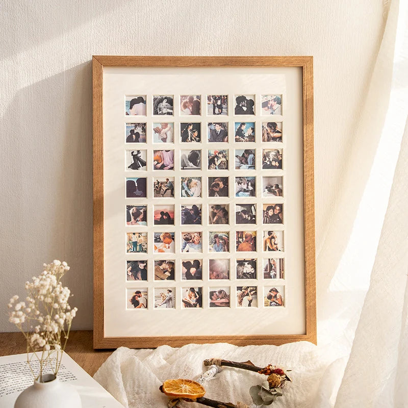 Photo Collage Frame Multi-Compartment Wall-Mountable Wood Finish