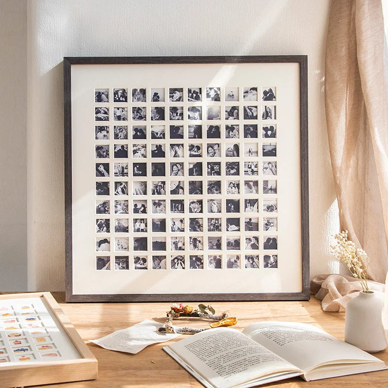 Photo Collage Frame Multi-Compartment Wall-Mountable Wood Finish