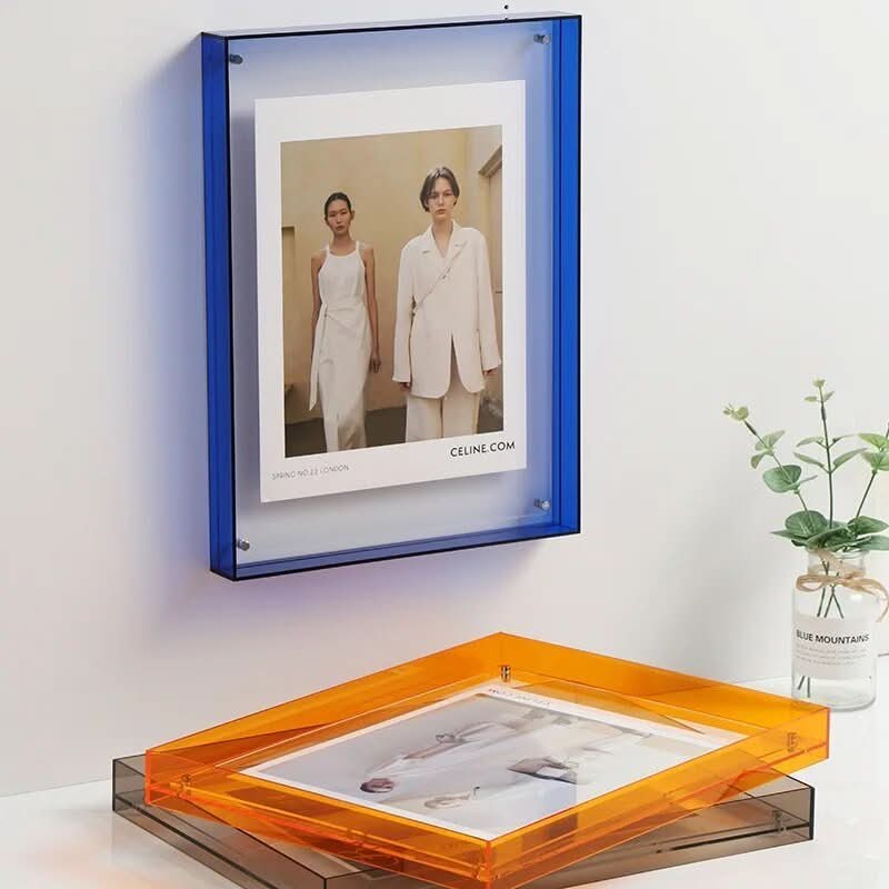 Photo Frame Transparent Acrylic Floating Effect Colorful Design
