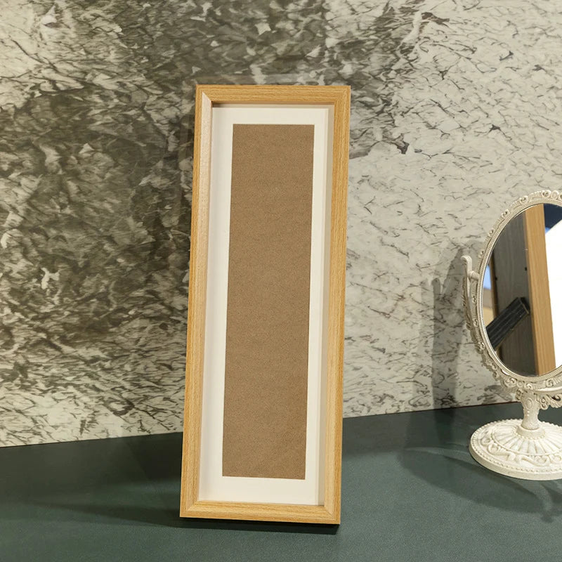 Picture Frame Wood Glass Front Long Format Ready to Hang
