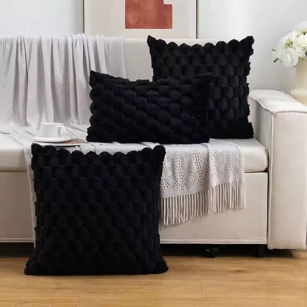 Pillow Cover 3D Grid Plush Machine Washable