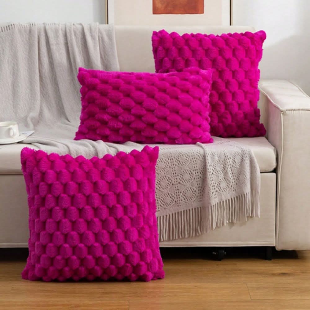 Pillow Cover 3D Grid Plush Machine Washable