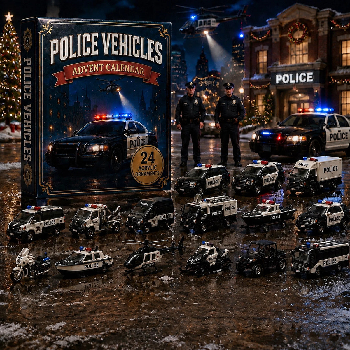 Police Vehicle Advent Calendar 24 Vehicles Across Land, Air & Sea