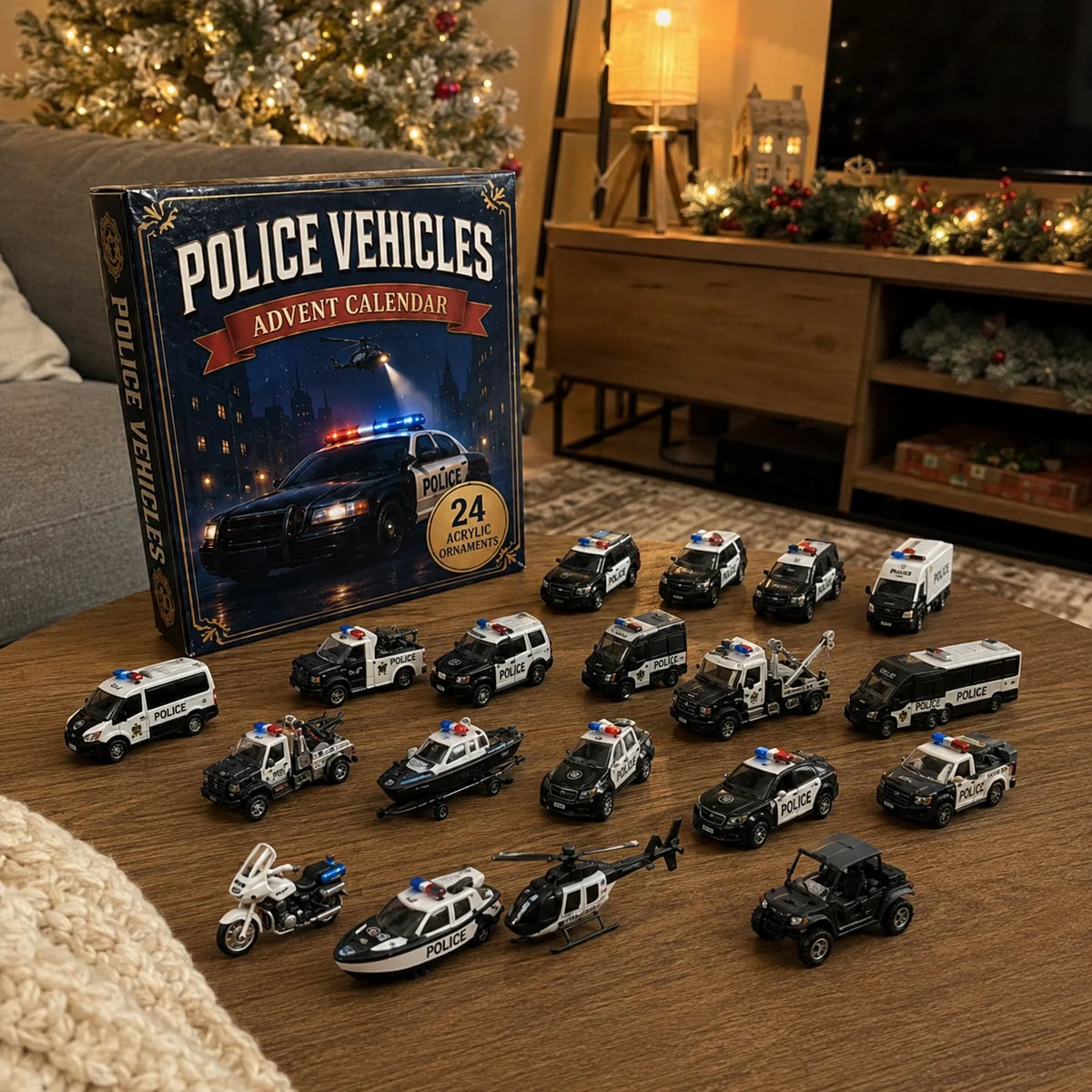 Police Vehicle Advent Calendar 24 Vehicles Across Land, Air & Sea
