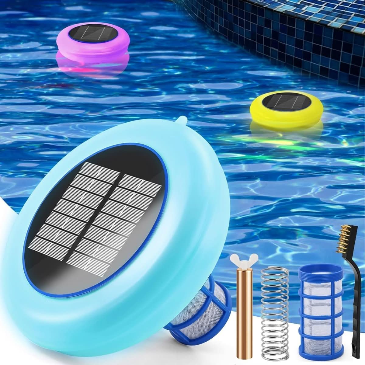 Pool Ionizer Solar-Powered RGB LED 7-Color Lighting