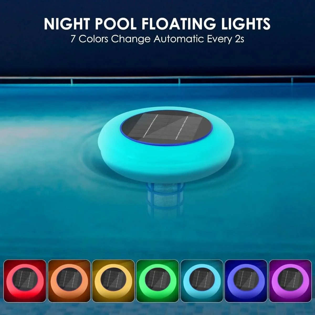 Pool Ionizer Solar-Powered RGB LED 7-Color Lighting