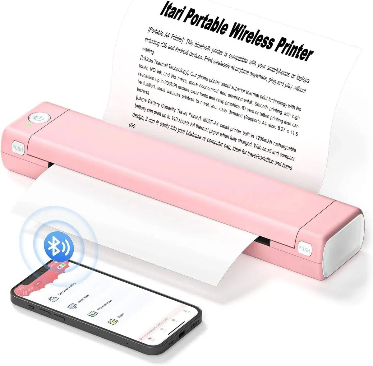 Portable Thermal Printer Letter-Size Wireless Ink-Free