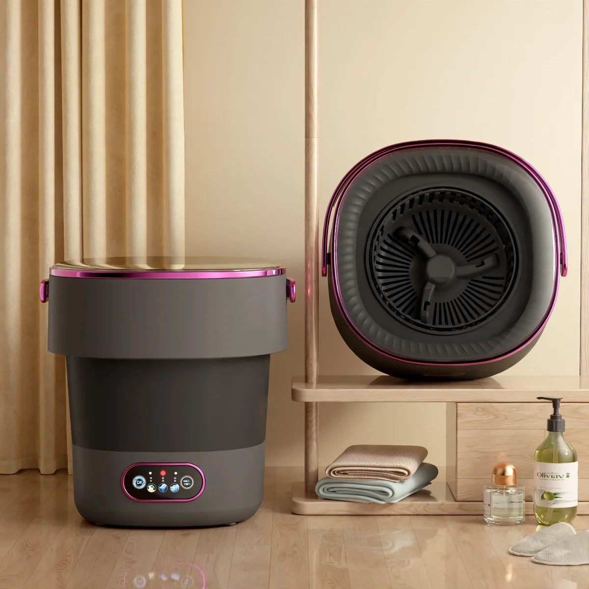 Portable Washing Machine Foldable Built-In Spin Drying