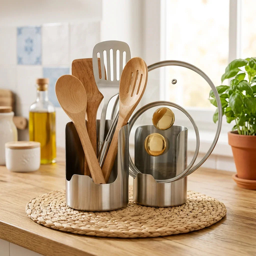 Pot Lid Organizer Vertical Storage Adjustable Dividers