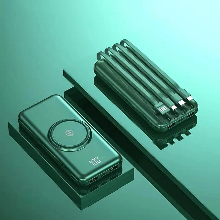 Power Bank 20,000 mAh Built-In Cables & Wireless Charging