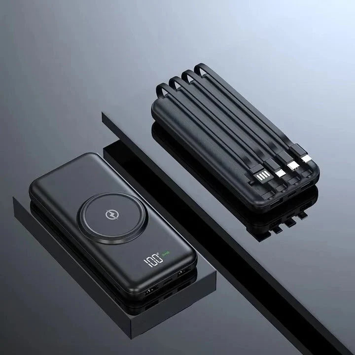 Power Bank 20,000 mAh Built-In Cables & Wireless Charging