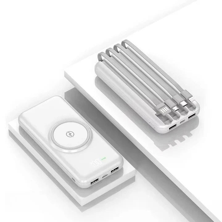 Power Bank 20,000 mAh Built-In Cables & Wireless Charging