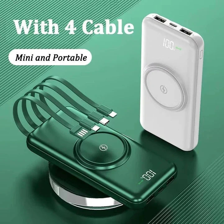 Power Bank 20,000 mAh Built-In Cables & Wireless Charging