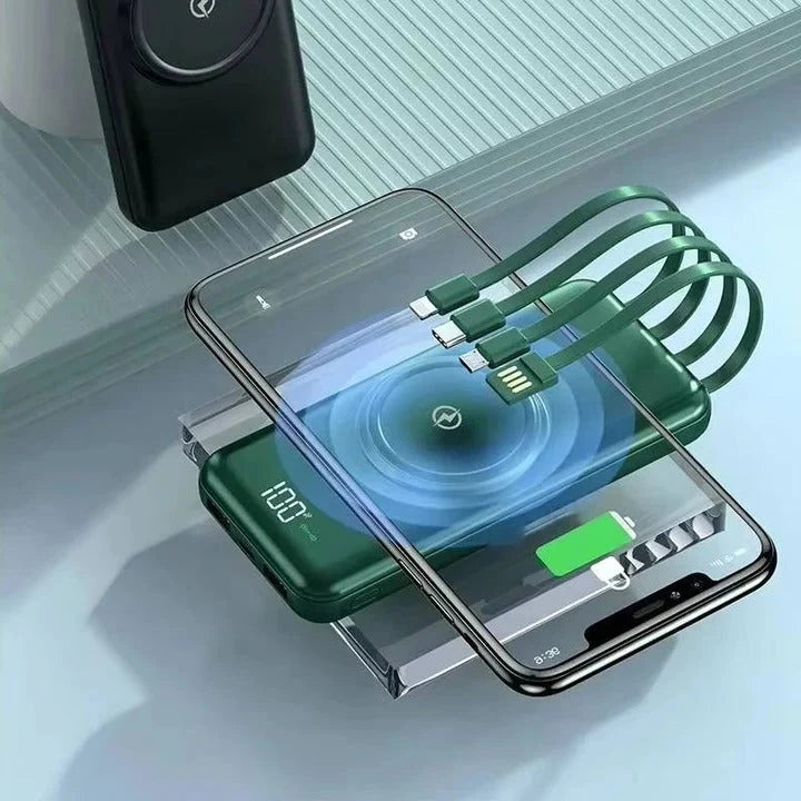 Power Bank 20,000 mAh Built-In Cables & Wireless Charging