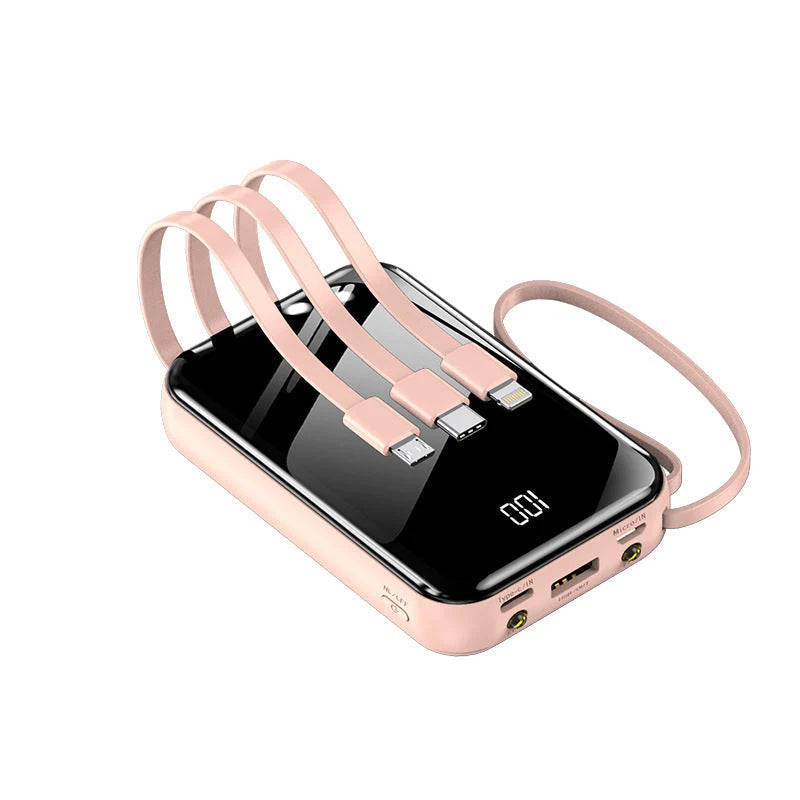 Power Bank Fast Charging Built-In Cables Digital Battery Display