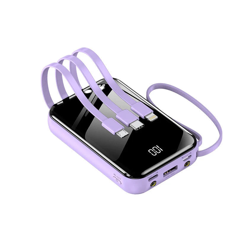 Power Bank Fast Charging Built-In Cables Digital Battery Display