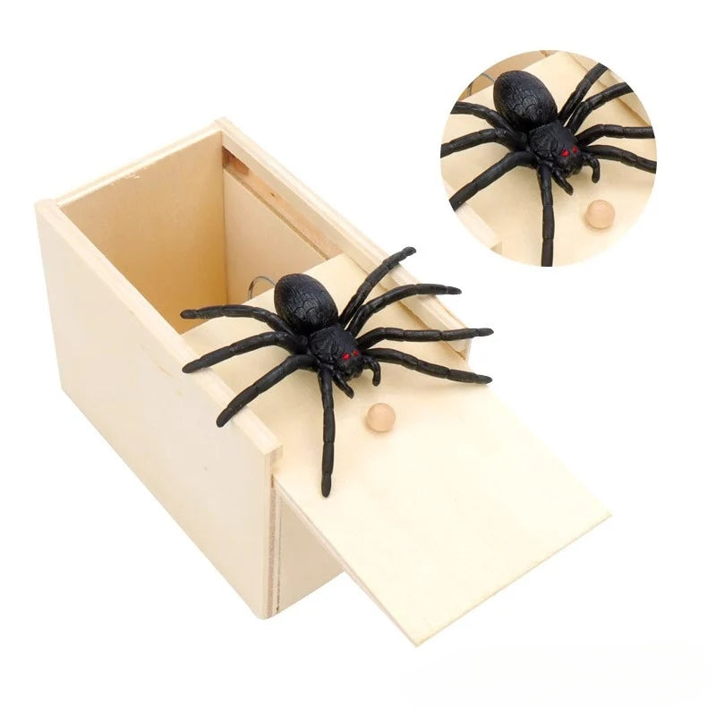 Prank Box Wooden Spring-Loaded Pop-Up Spider Reusable