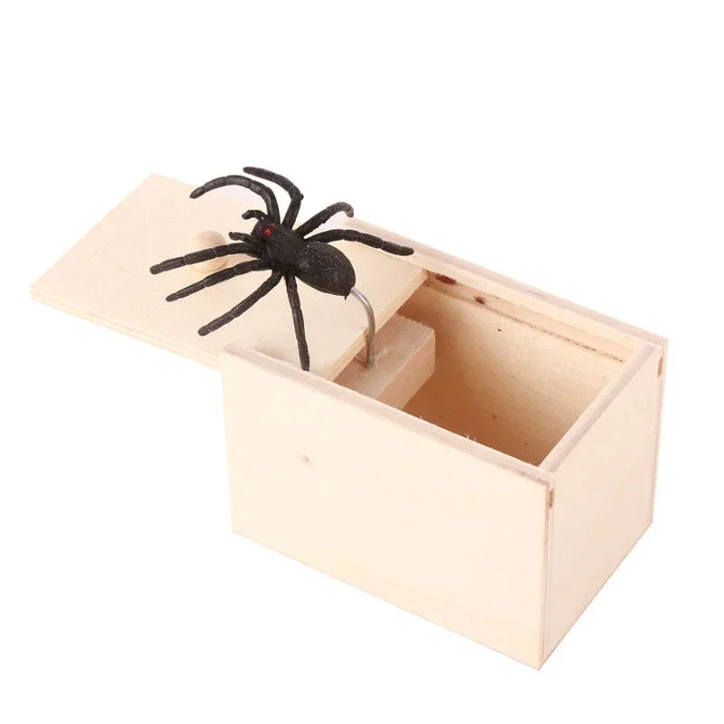 Prank Box Wooden Spring-Loaded Pop-Up Spider Reusable