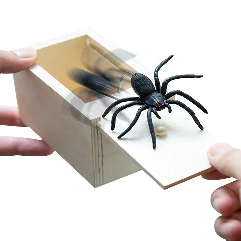 Prank Box Wooden Spring-Loaded Pop-Up Spider Reusable