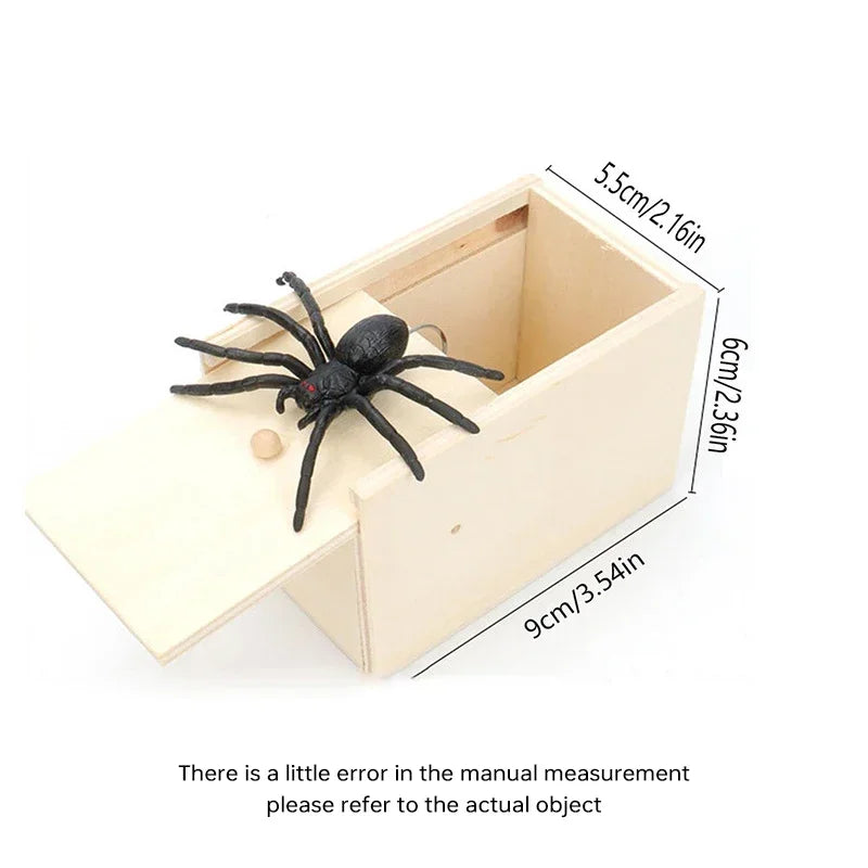 Prank Box Wooden Spring-Loaded Pop-Up Spider Reusable