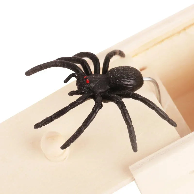 Prank Box Wooden Spring-Loaded Pop-Up Spider Reusable