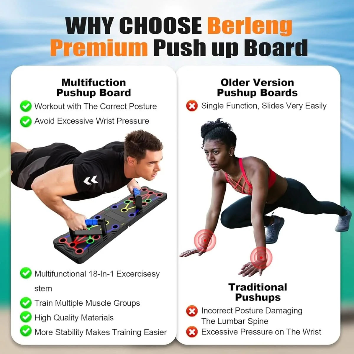 Push-Up Training Board Color-Coded Grip Zones