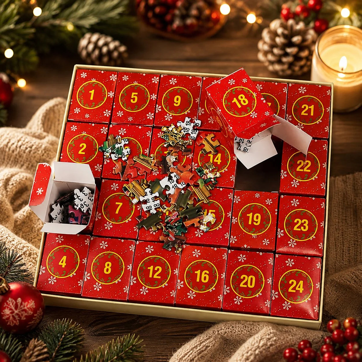 Puzzle Advent Calendar 1,008 Pieces 24-Day Set With Reference Poster
