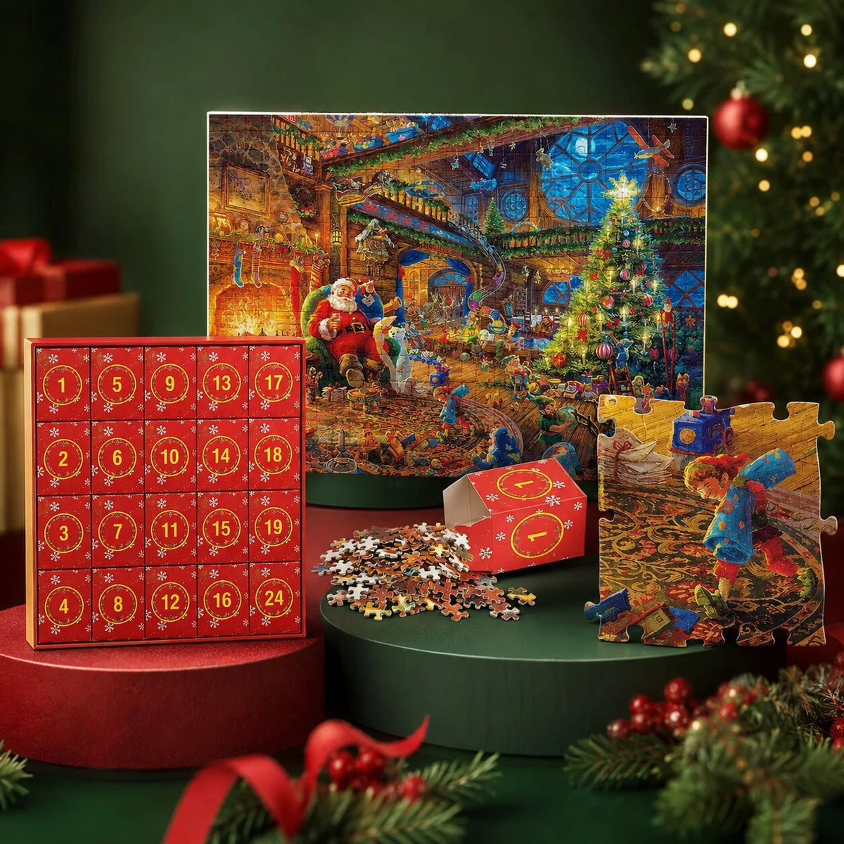 Puzzle Advent Calendar 1,008 Pieces 24-Day Set With Reference Poster