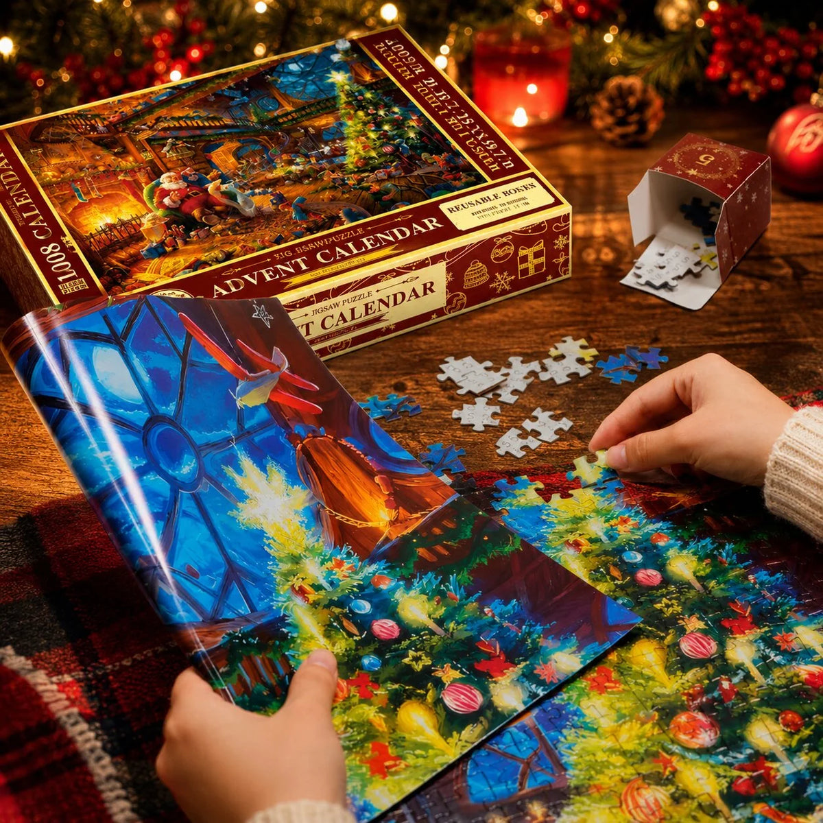 Puzzle Advent Calendar 1,008 Pieces 24-Day Set With Reference Poster