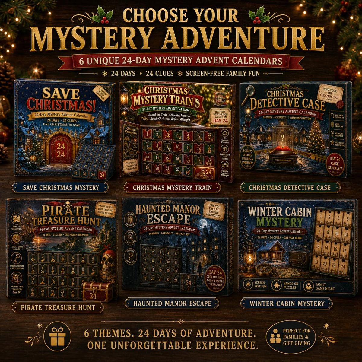 Puzzle Advent Calendar Ongoing Mystery Story 24 Daily Clues