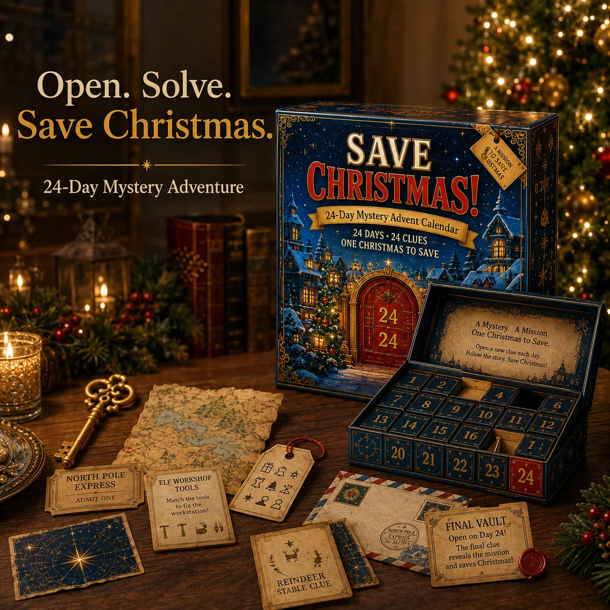 Puzzle Advent Calendar Ongoing Mystery Story 24 Daily Clues