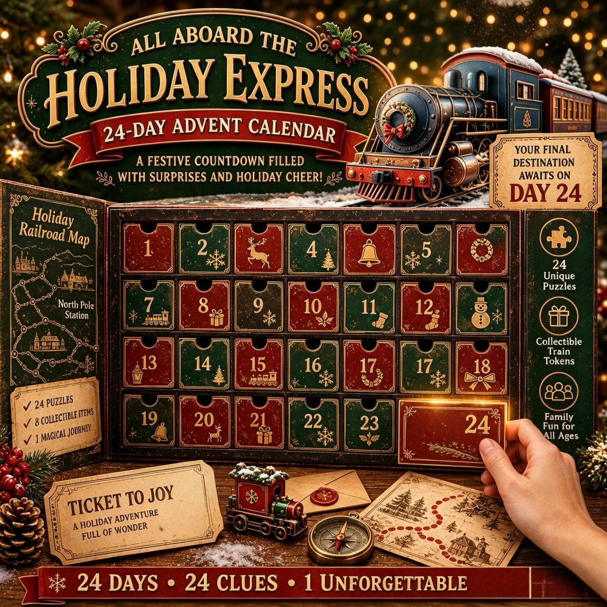 Puzzle Advent Calendar Ongoing Mystery Story 24 Daily Clues