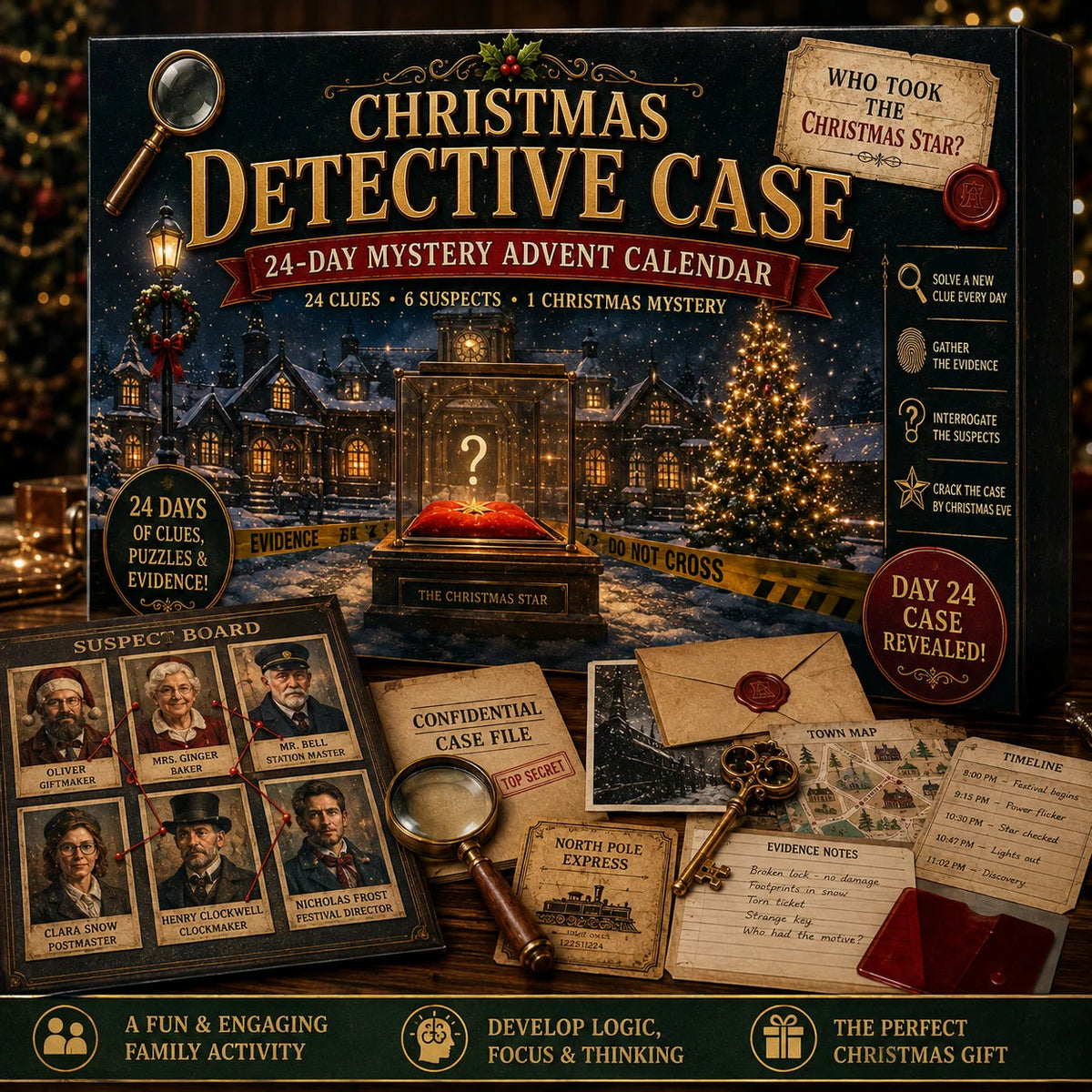 Puzzle Advent Calendar Ongoing Mystery Story 24 Daily Clues