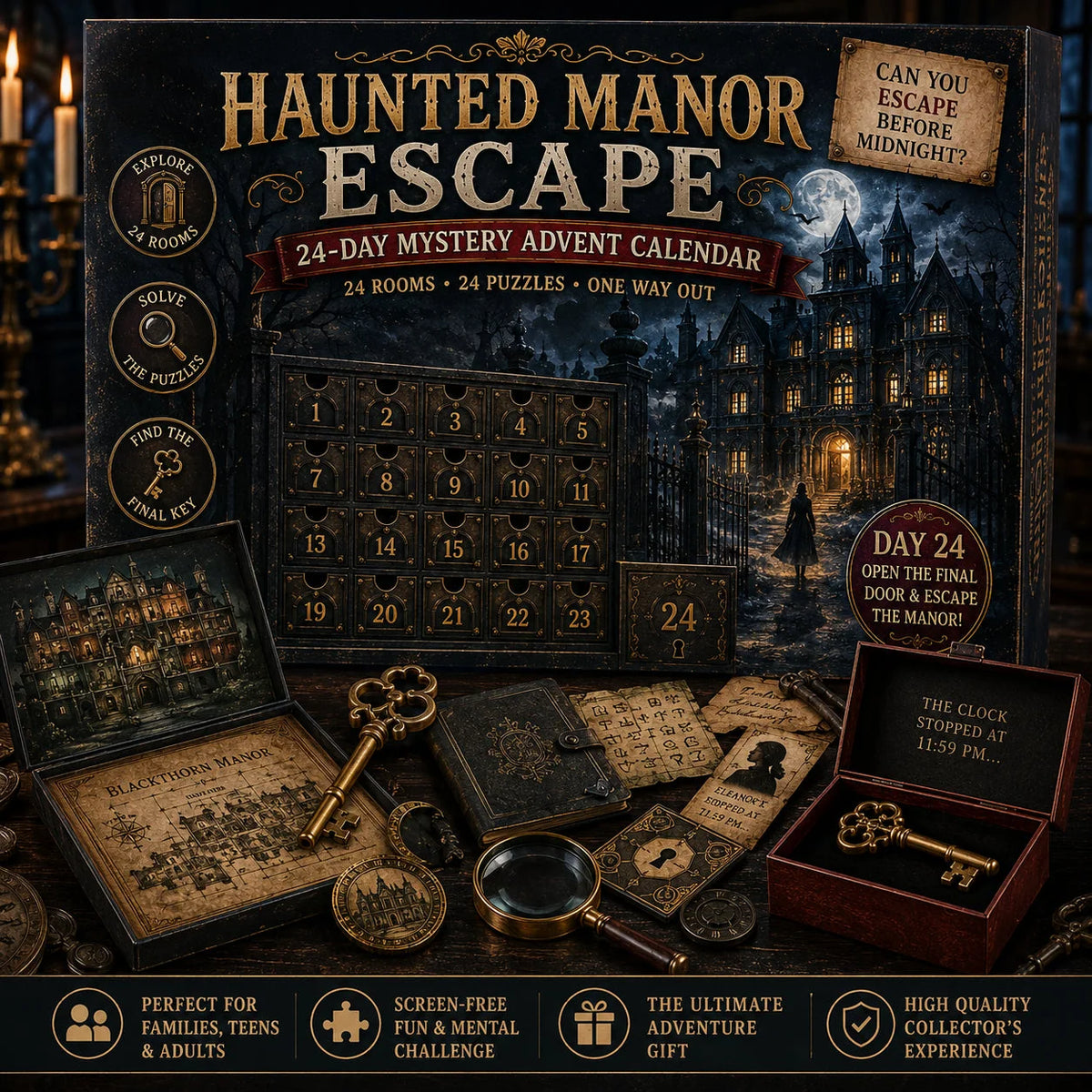 Puzzle Advent Calendar Ongoing Mystery Story 24 Daily Clues