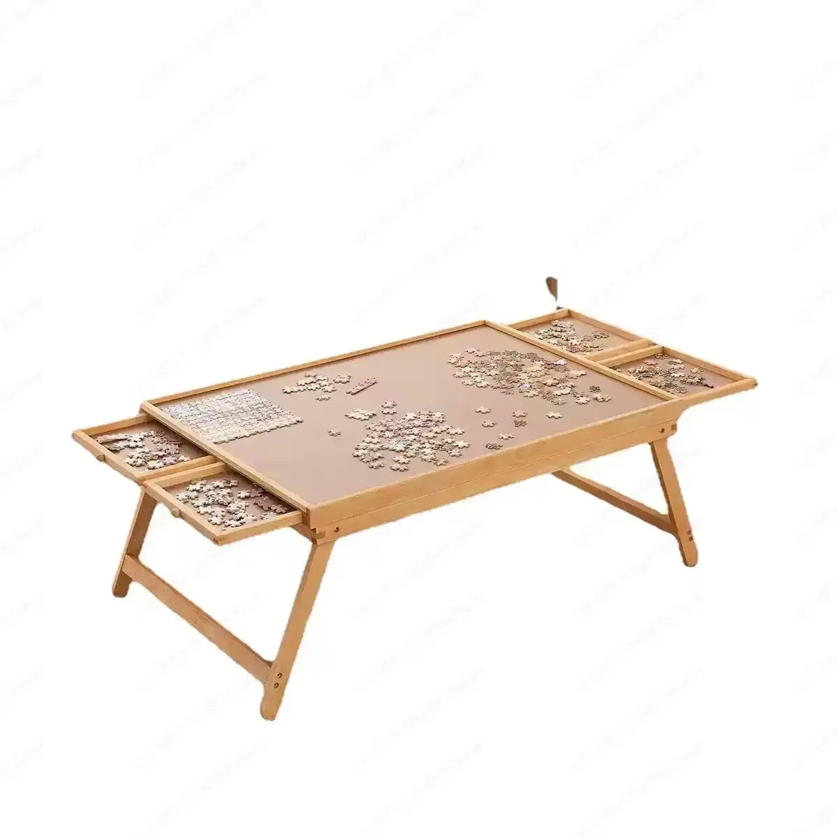 Puzzle Table Wooden Folding 4 Drawers Fits 1,500 Pieces