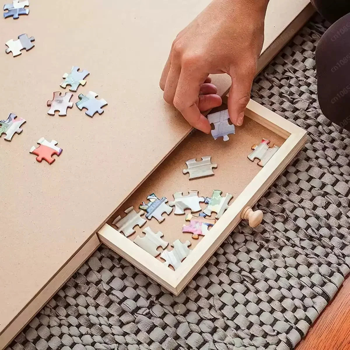 Puzzle Table Wooden Folding 4 Drawers Fits 1,500 Pieces