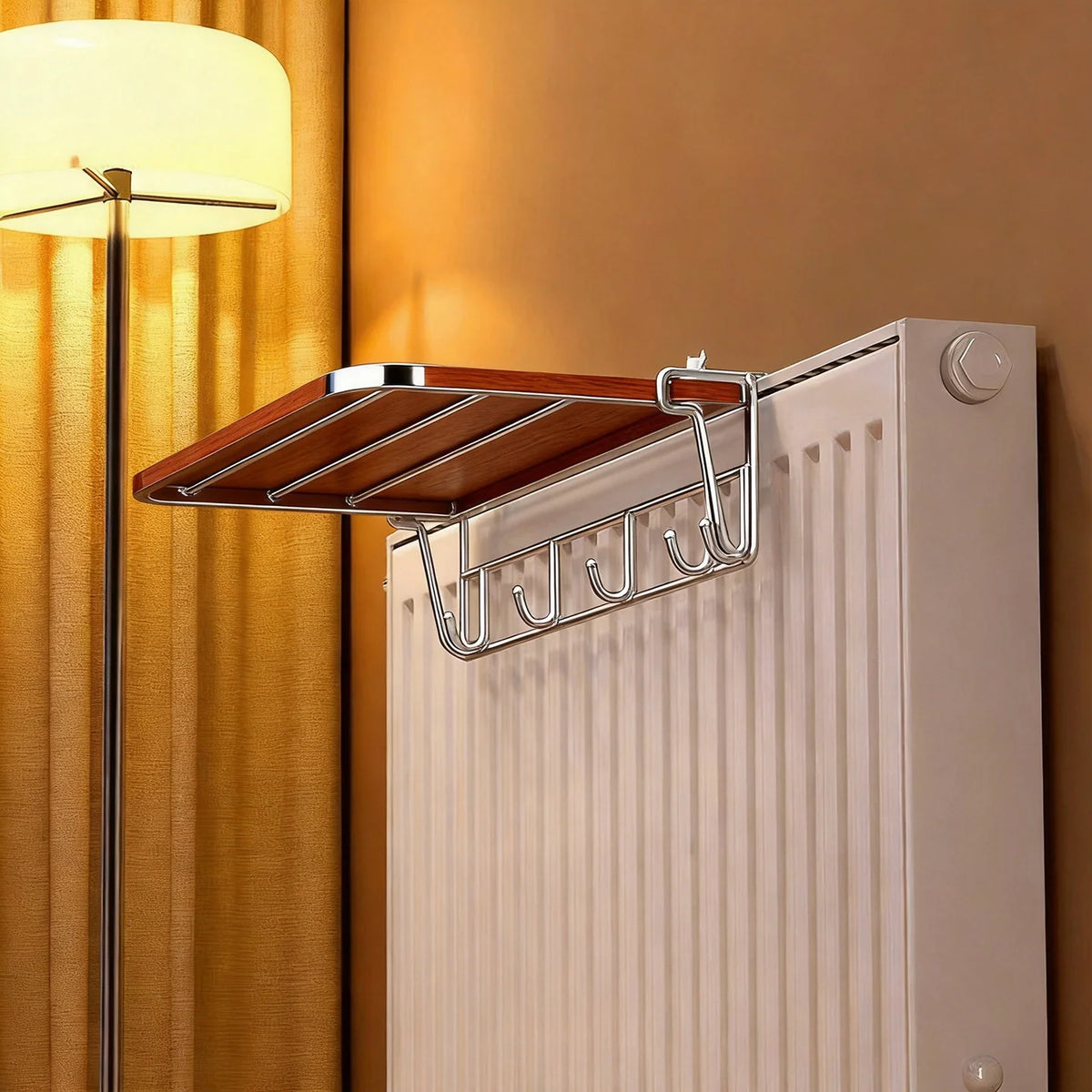 Radiator Drying Rack Foldable Space-Saving With Hooks