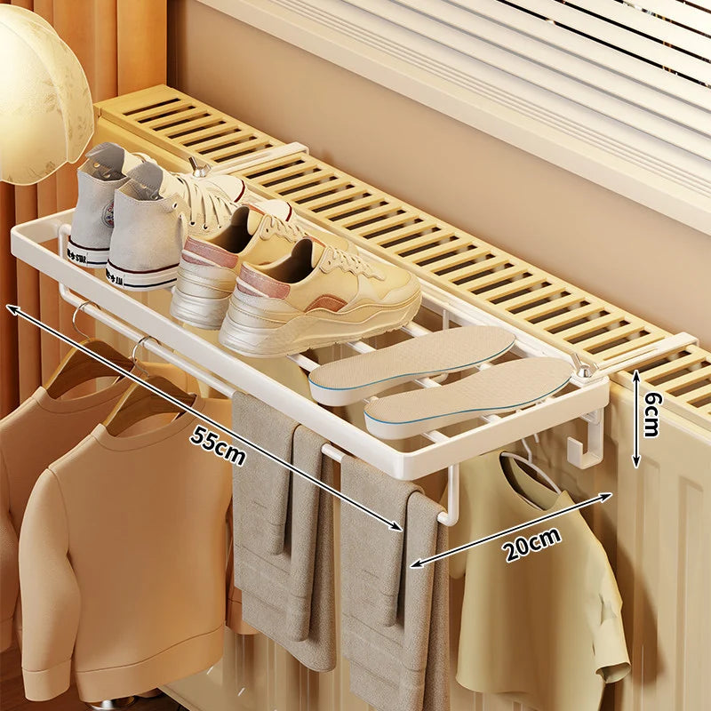 Radiator Drying Rack Foldable Space-Saving With Hooks