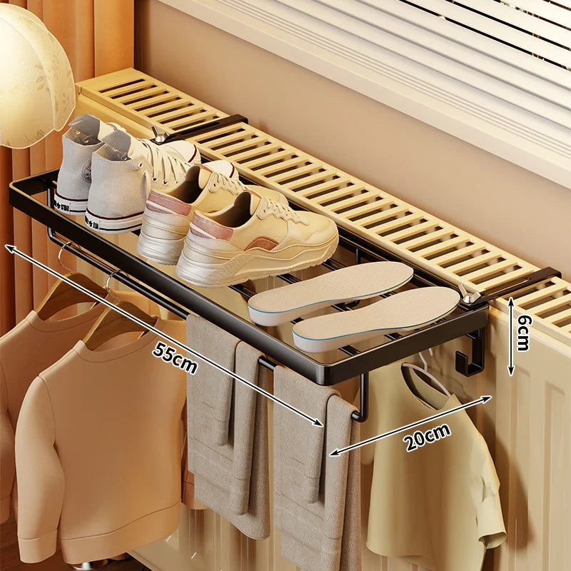 Radiator Drying Rack Foldable Space-Saving With Hooks