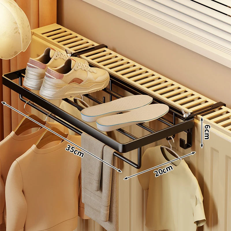 Radiator Drying Rack Foldable Space-Saving With Hooks