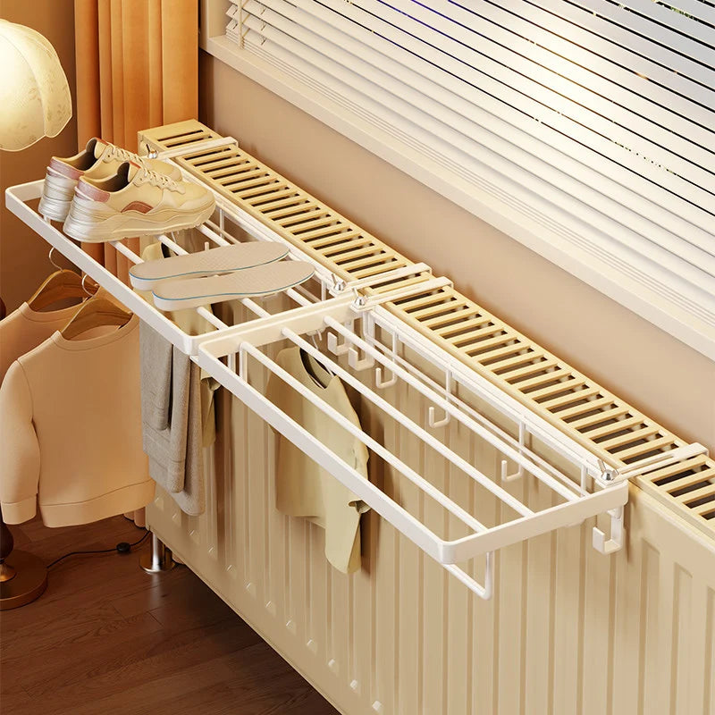 Radiator Drying Rack Foldable Space-Saving With Hooks
