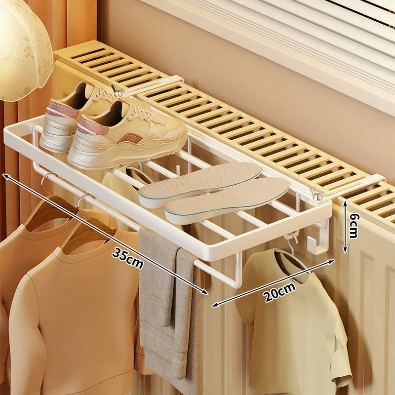 Radiator Drying Rack Foldable Space-Saving With Hooks