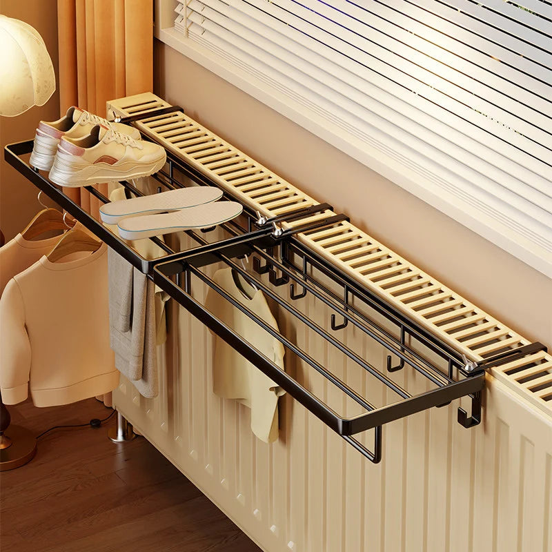 Radiator Drying Rack Foldable Space-Saving With Hooks