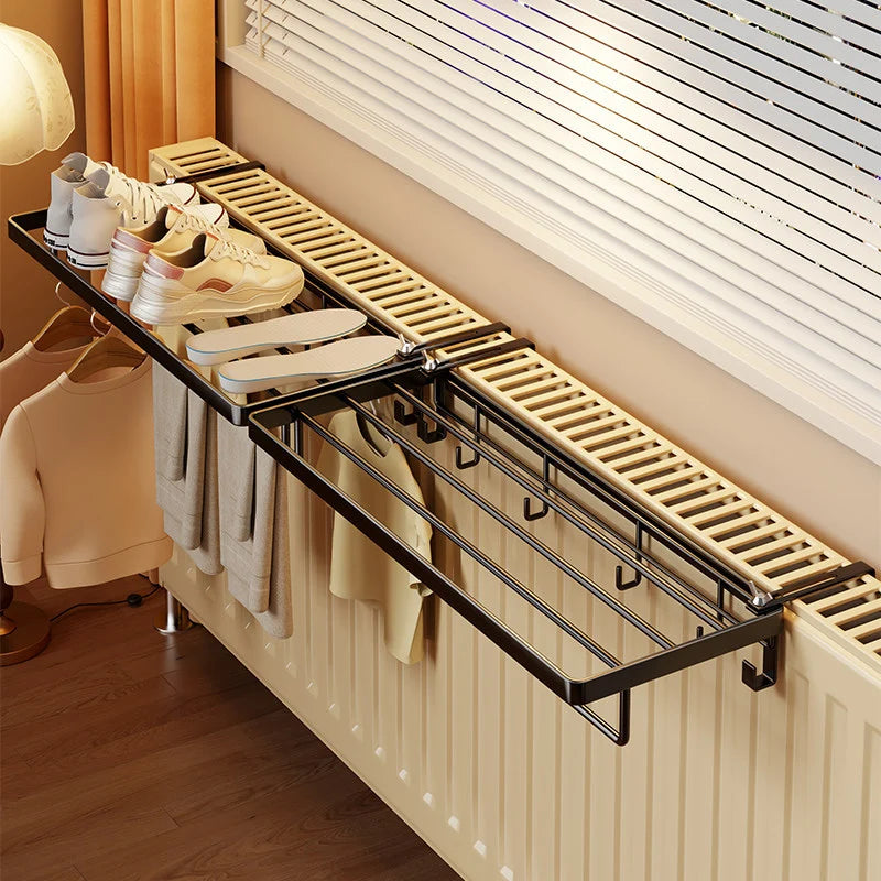 Radiator Drying Rack Foldable Space-Saving With Hooks