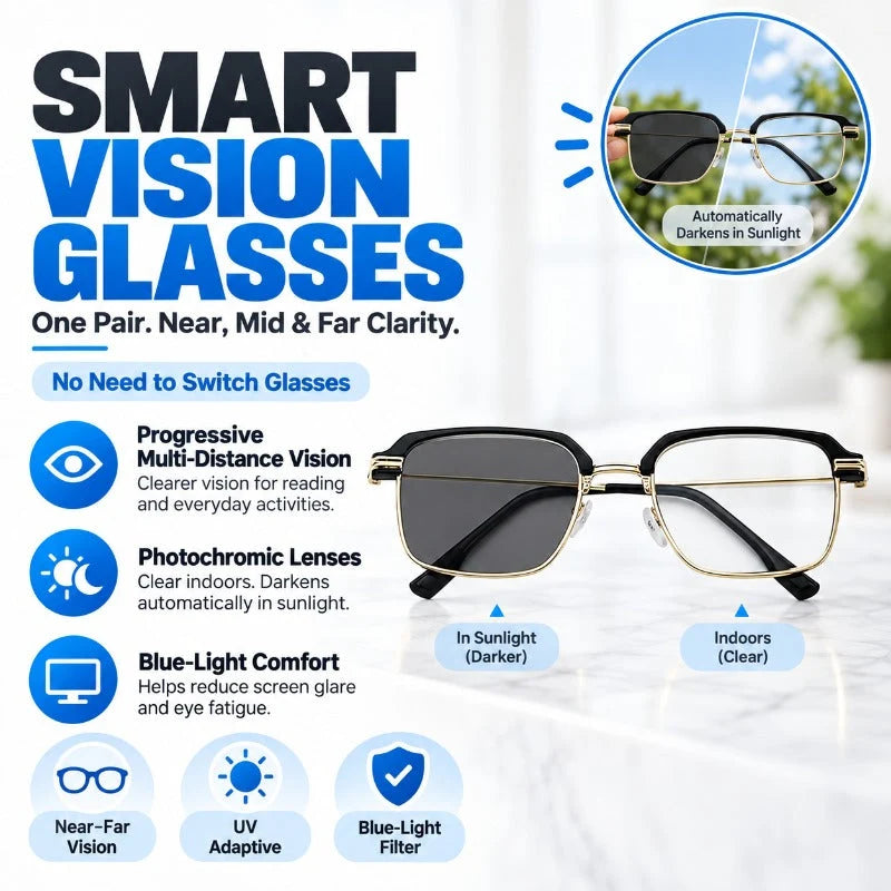 Reading Glasses Auto-Focus Photochromic Blue Light Filtering