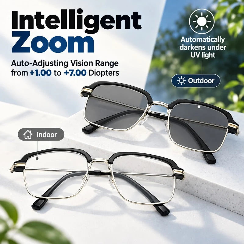 Reading Glasses Auto-Focus Photochromic Blue Light Filtering