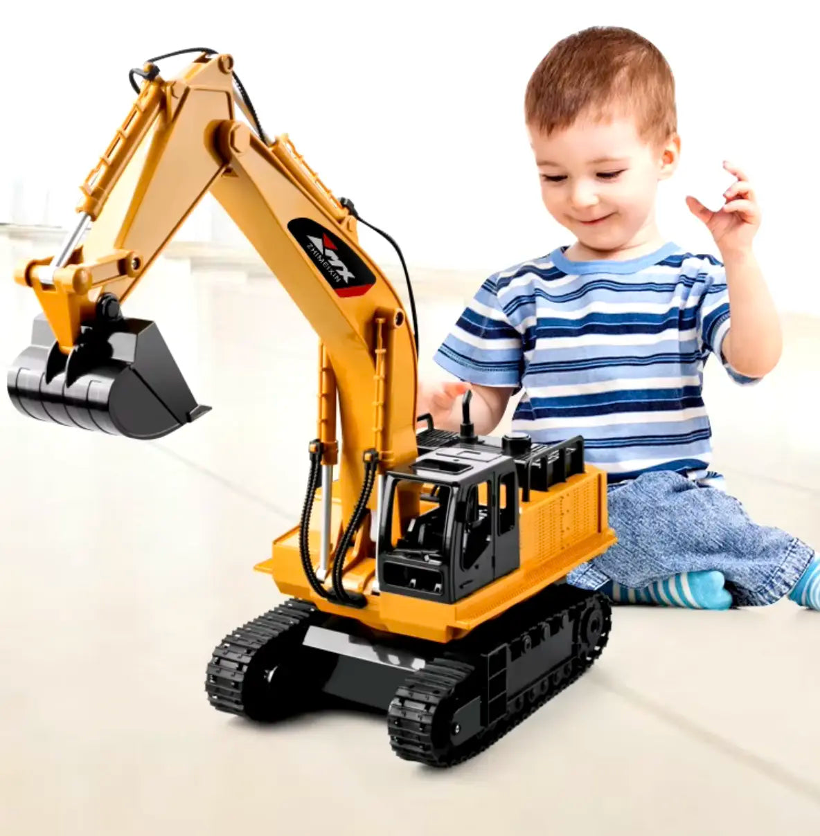Remote Control Excavator Toy Realistic Digging 82 Ft Range